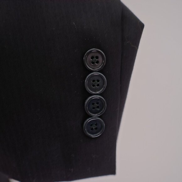 Jos A Bank Signature Gold Tailored Fit Black Wool Herringbone 44R Suit Jacket 2 - Picture 3 of 13